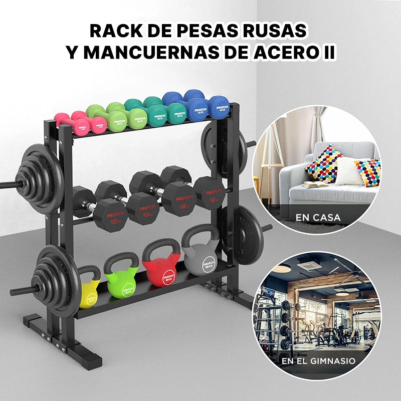 Rack de Acero para Pesas Rusas y Mancuernas II