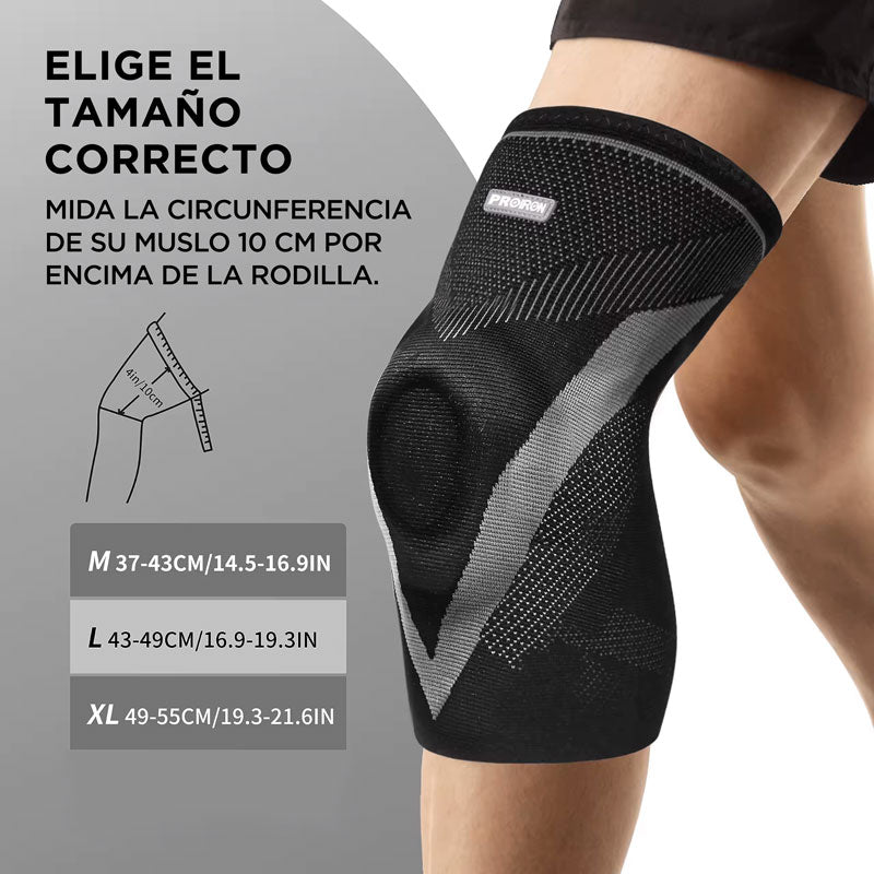 Rodillera de Compresión con Gel y Estabilizadores en forma de V Negro con Gris